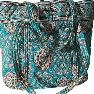 Vera Bradley Totally Turq Teal Blue Paisley Tote Bag Large Retired